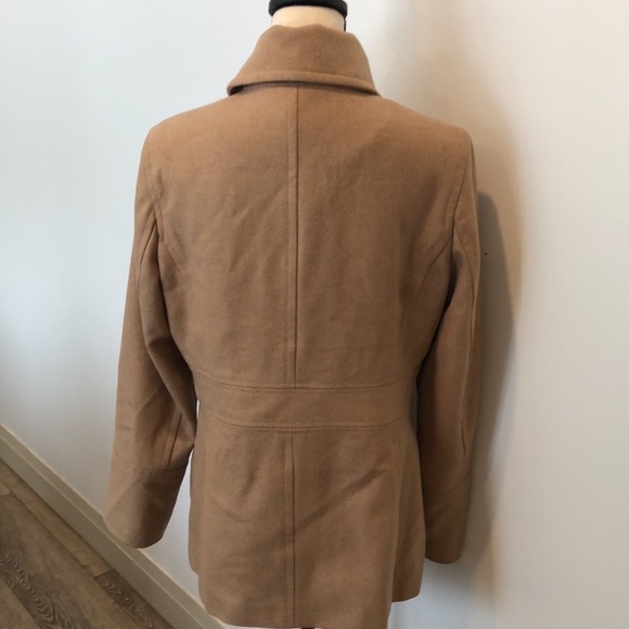 Pure Alfred Sung wool pea coat 🧥  camel colour SZ L button down - Picture 4 of 10